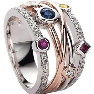 Women Fashion Diamond Silver Stackable Ring Size 7